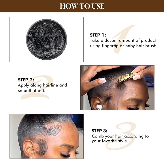 Edge Control Gel for Women Strong Hold Hair Braiding Gel Firm Hold, Hair Styling Wax Natural Edge Lock & Fixer for Women & Men Non-Greasy No Flaking (Edge Control Gel 4.2 Oz)
