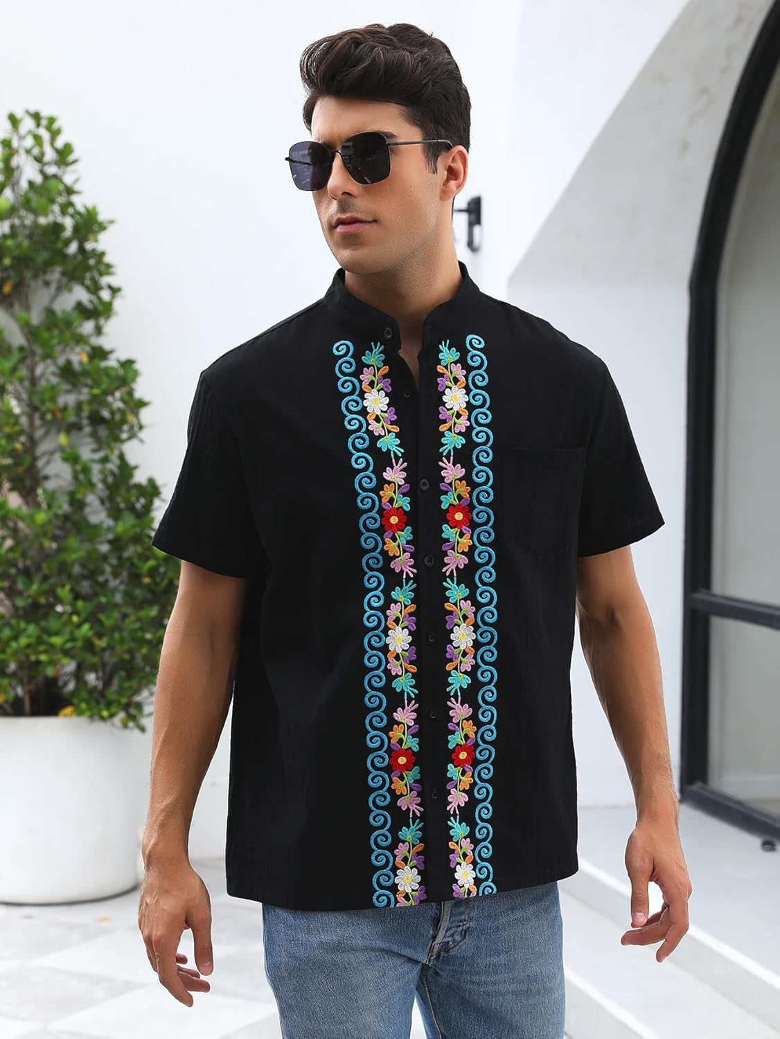Mexican Shirts for Men Authentic Guayabera Embroidered Dress Up Fiesta Traditional Style Cinco De Mayo Button Up Shirt - Image 2