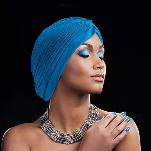 Miniatura 7 de Geyoga 10 piezas de gorra turbante elástica, envoltorio para la cabeza para quimioterapia, gorros para el cáncer, gorro bennie retorcido, turbante