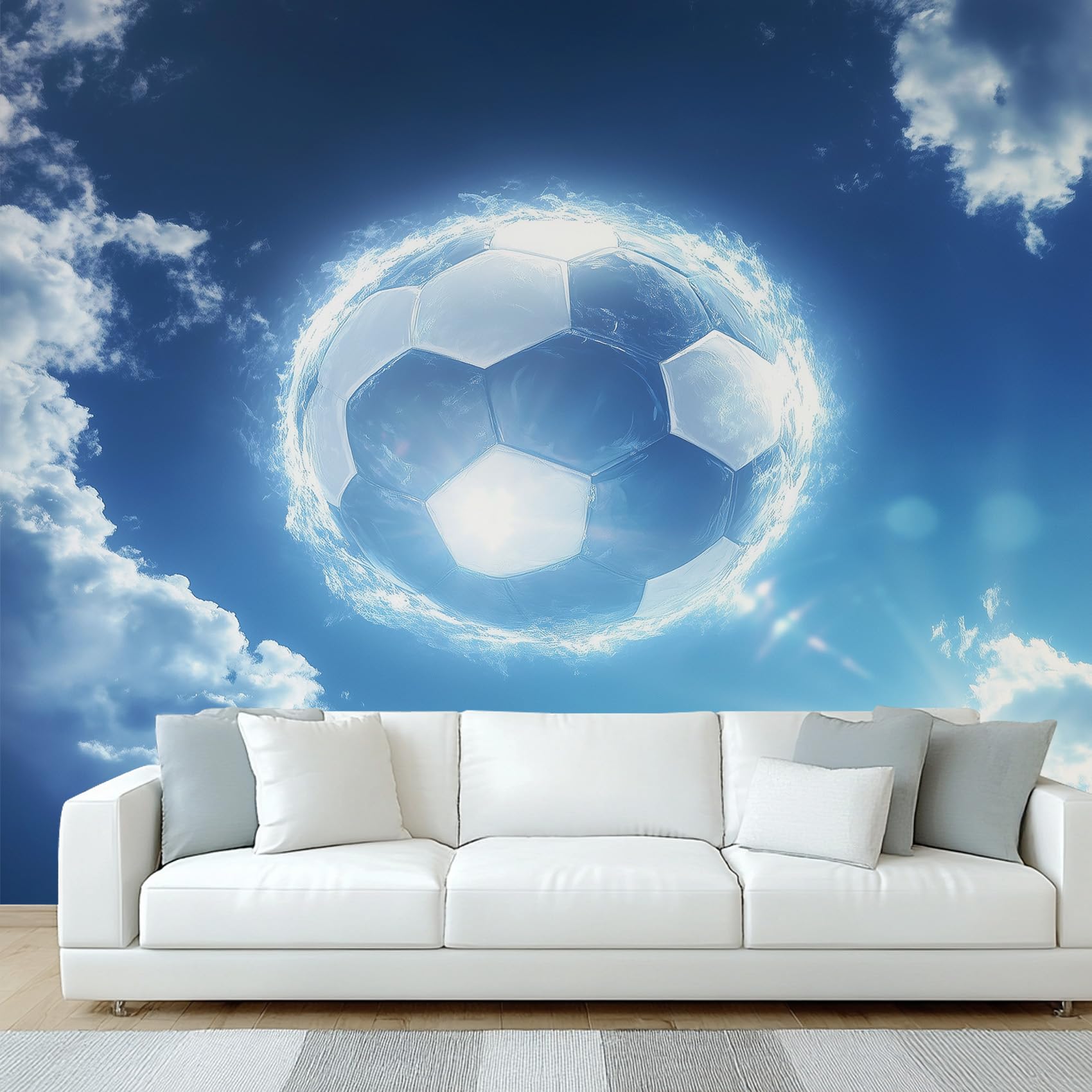 Papier peint panoramique football fresque murale sports salon 366x254 cm