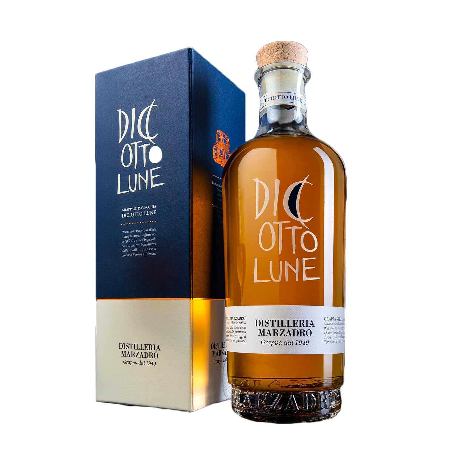 Marzadro DiCiotto Lune Grappa in edler Geschenkverpackung (1 x 0,7l)