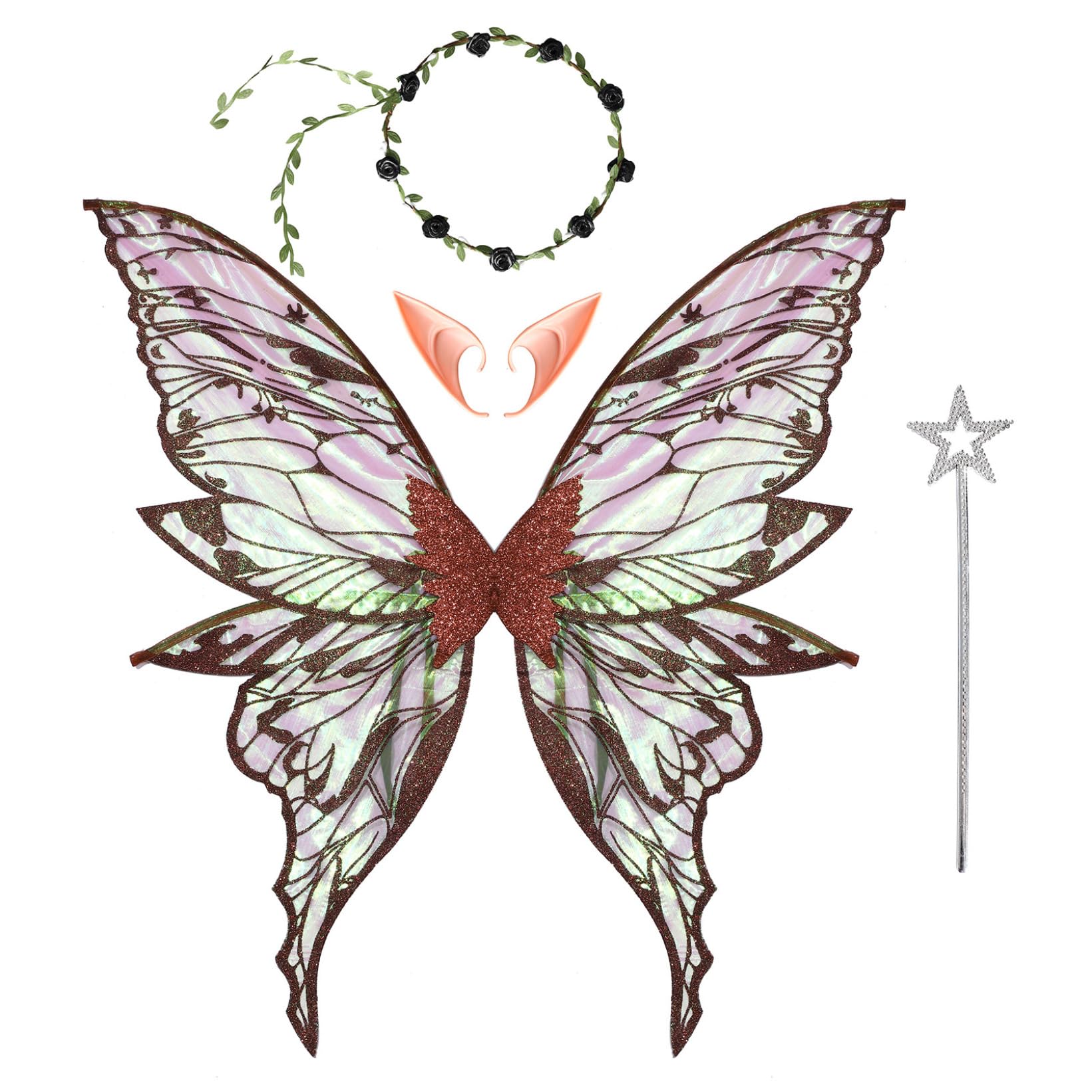 JanJean Fairy Wings Fairy Wings for Adult Women Girls Butterfly Wings Fairy Wings for Halloween Birthday Chrismas Party Brown One Size