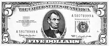 Amazon.co.jp: 5ドル札 アメリカ合衆国の正面のエイブラハムリンカーン