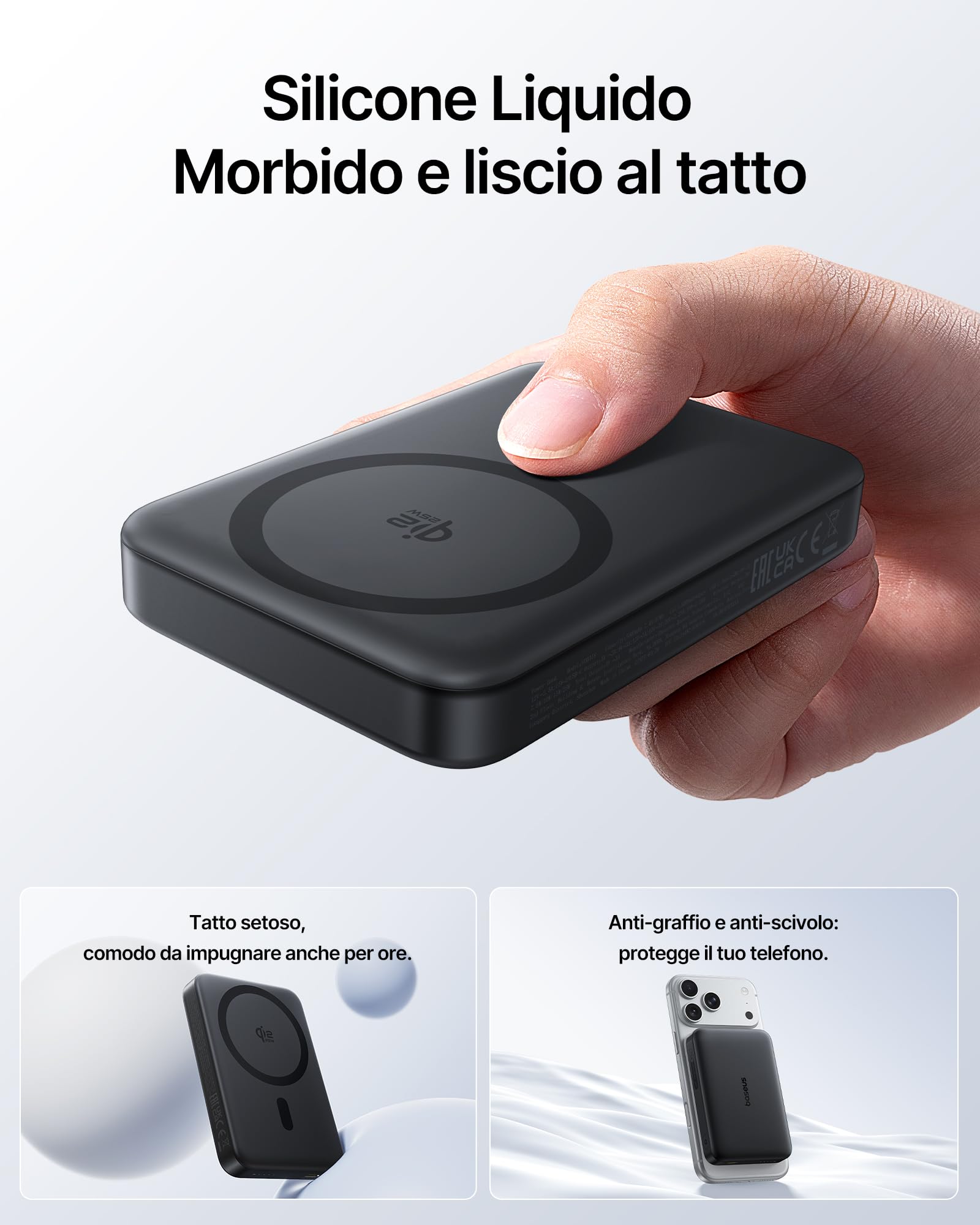 Baseus EnerFill FM21 Qi2.2 25W Powerbank Magsafe, 10000mAh Power Bank Magnetico, PD USB C 45W Ricarica Rapida, Batteria Esterna per iPhone 17/16/15/14 Pro Max