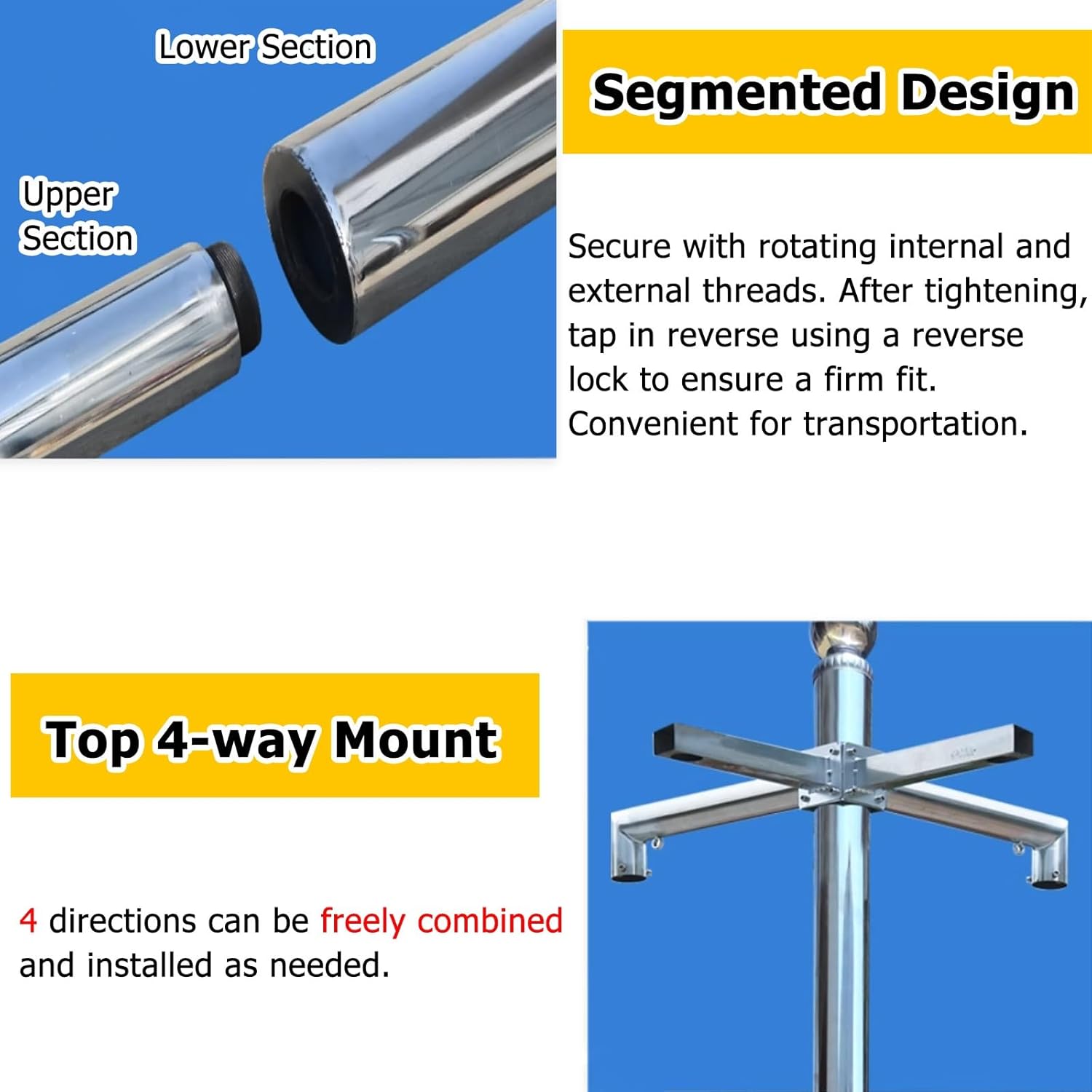 19.7ft Security Camera Pole for Outdoor Surveillance, Universal Camera Post Stand for Commercial & Residential Use, 3-Section Light Coffee, 11.5ft Height