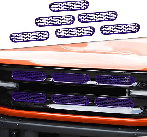 Miniatura 11 de JeCar Insertos de rejilla delantera, marco de rejilla de malla, accesorios exteriores compatibles con Ford Bronco 2021-2023, negro mate