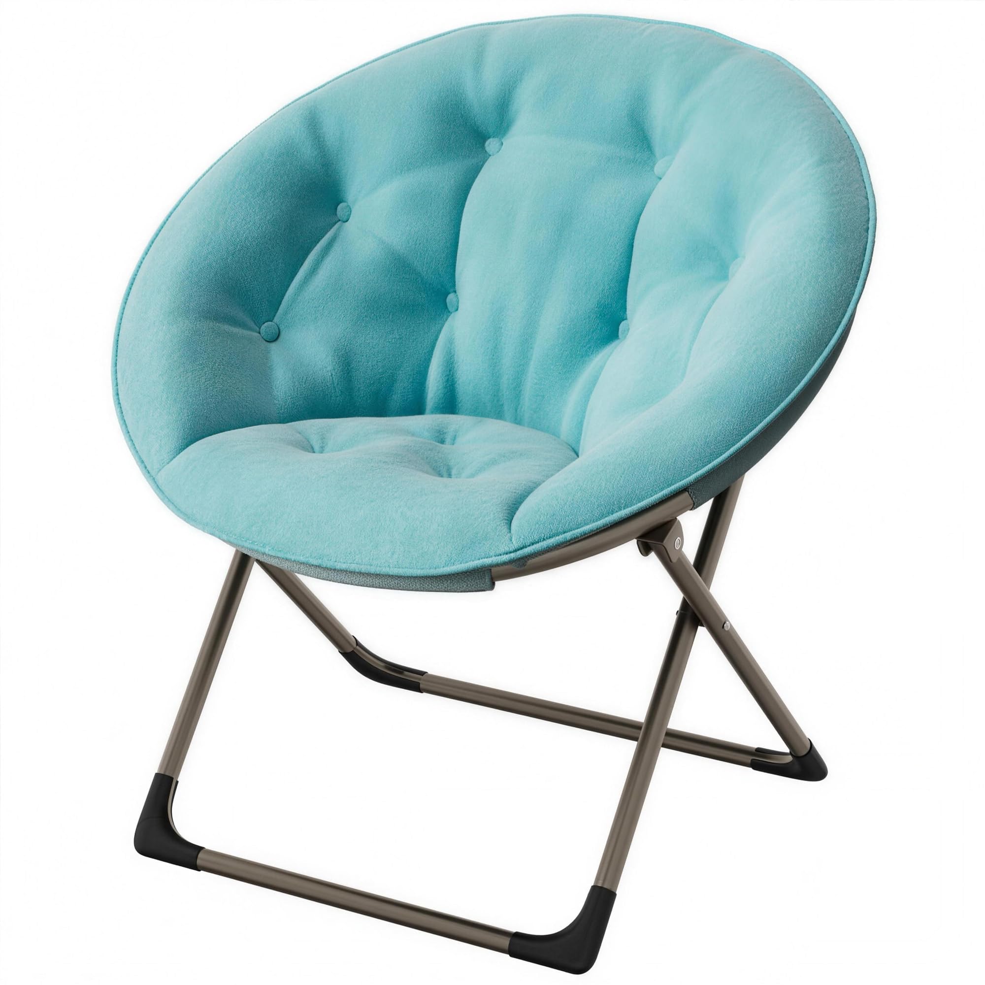 Zstar Silla Plegable Tipo sillón Redondo, Terciopelo Acolchado, Marco de Metal, para salón y Dormitorio, 58×52×82 cm,Azul