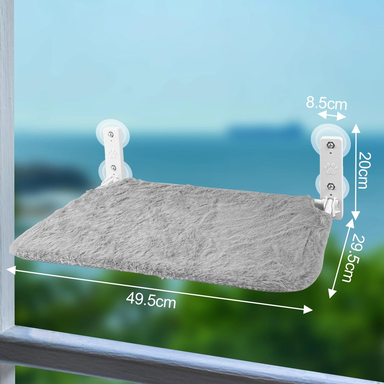 Chiluxendo Katzenhängematte, Hängematte Katze, Katzen Hängematte, Katzenliege Fenster, Katzenbett Fensterbank, Fensterbrettauflage Katze, Katzen Fensterbankliege, Hängemattensitz Fensterscheibe, Grau