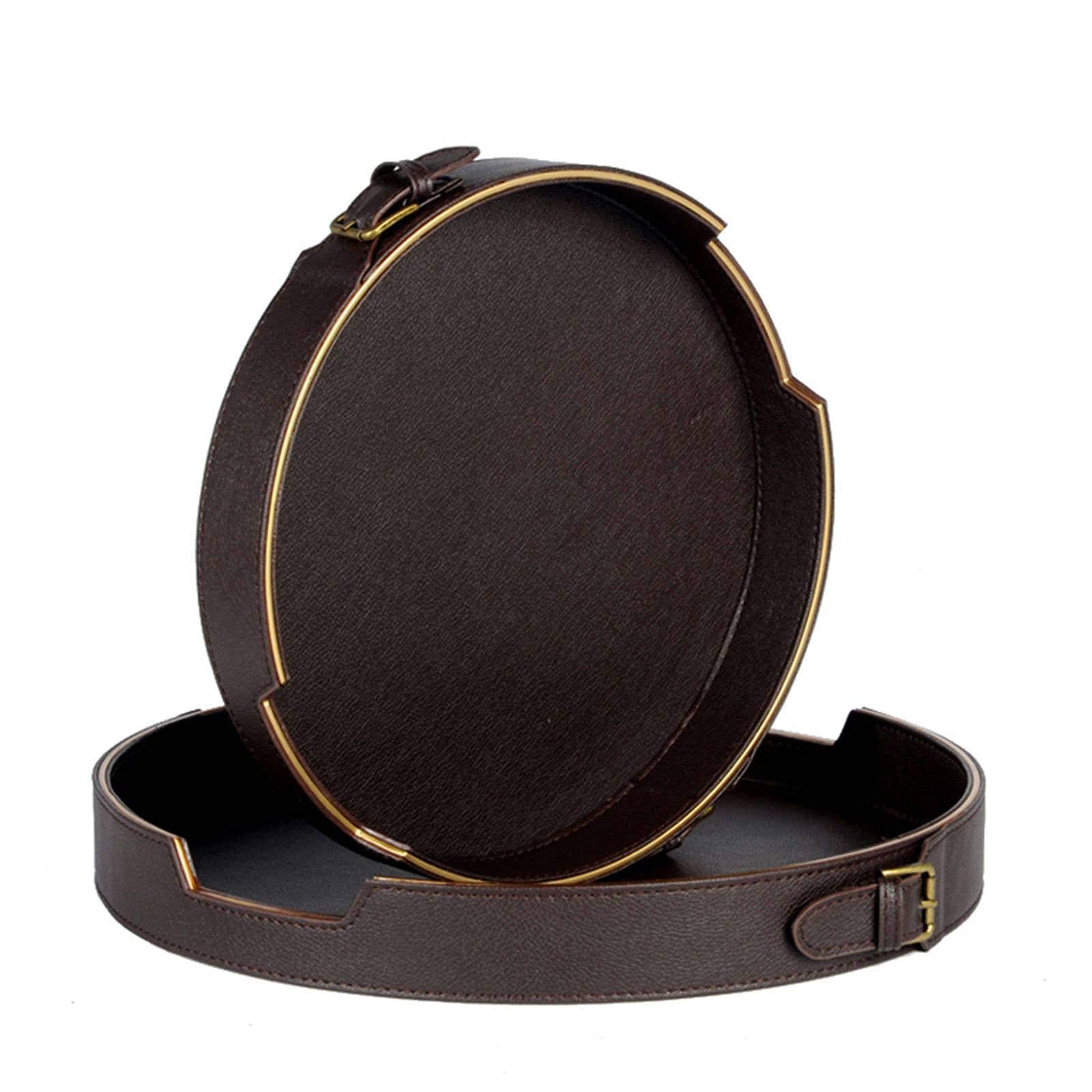 Top Nocth PU Leder rundes Serviertablett, dekoratives Serviertablett, Kaffeetablett für zu Hause oder im Büro - A-Durchmesser 40 cm