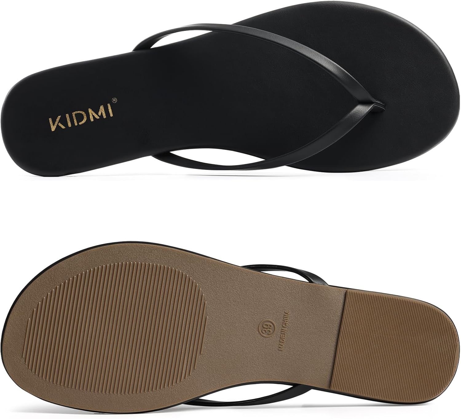 KIDMI Thong Flip Flops for Women - Memory Foam Summer Beach Sandals for Women - Vegan Leather Flat Sandals - Image 7