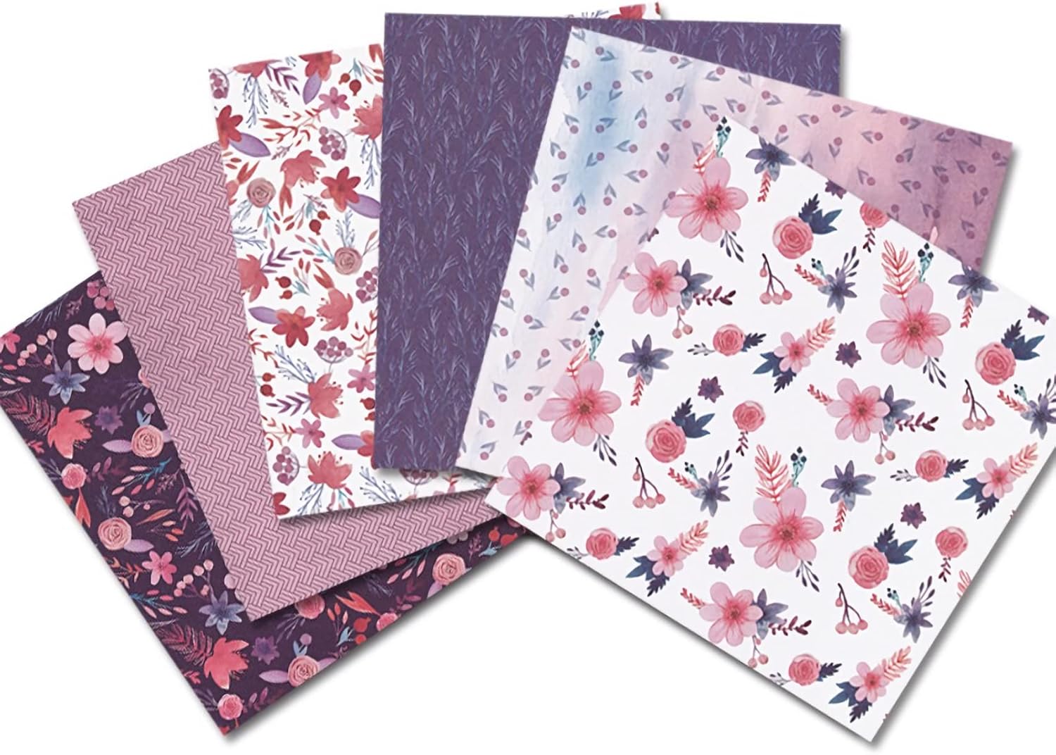24 Sheets Violet Bloom Floral Pattern 6x6 Scrapbook Paper for Junk Journal & Paper Craft & Card Making