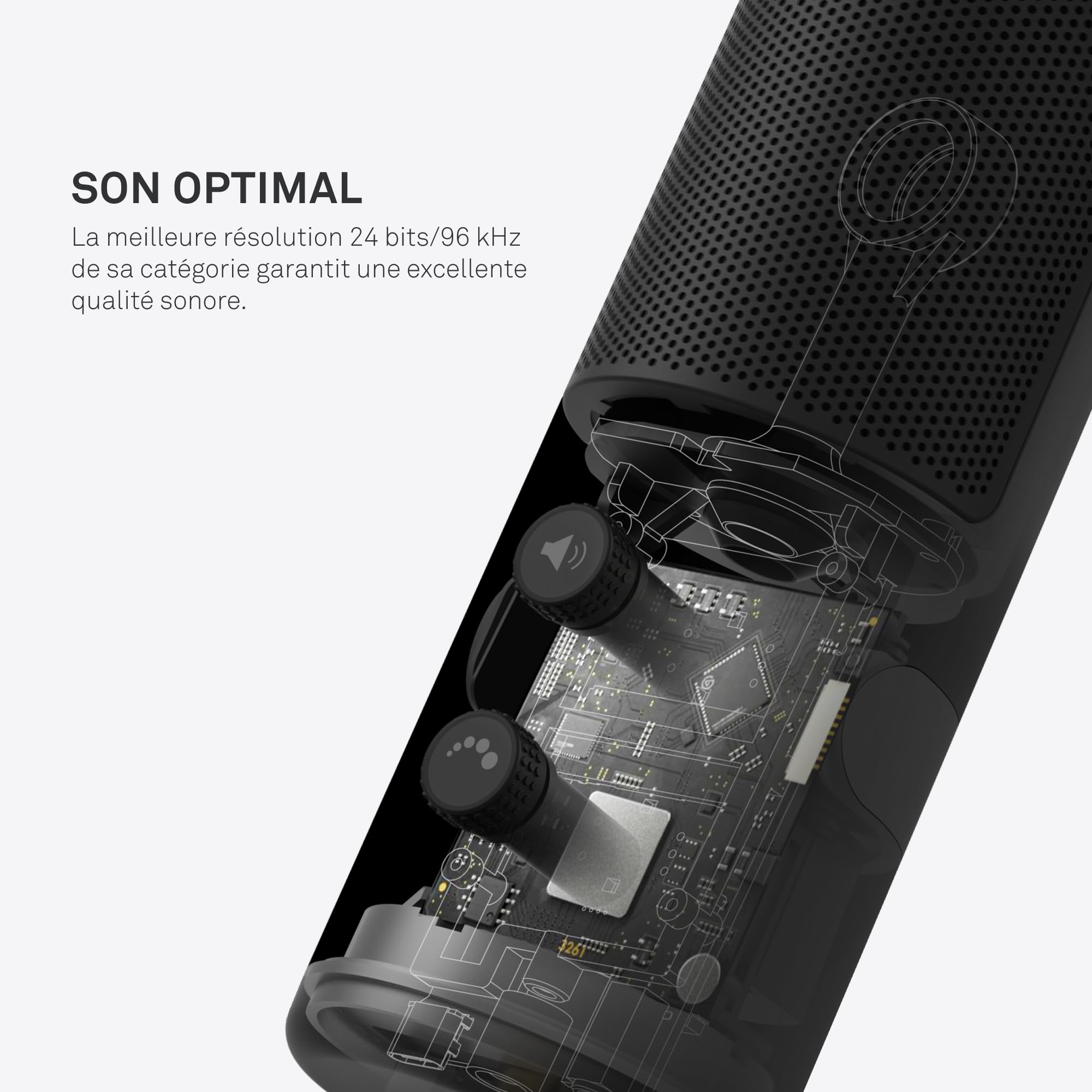 NZXT Capsule - AP-WUMIC-W1 - Microphone de streaming USB - Audio de haute qualité - Diagramme polaire cardioïde unidirectionnel - Prise de voix haute résolution - Blanc