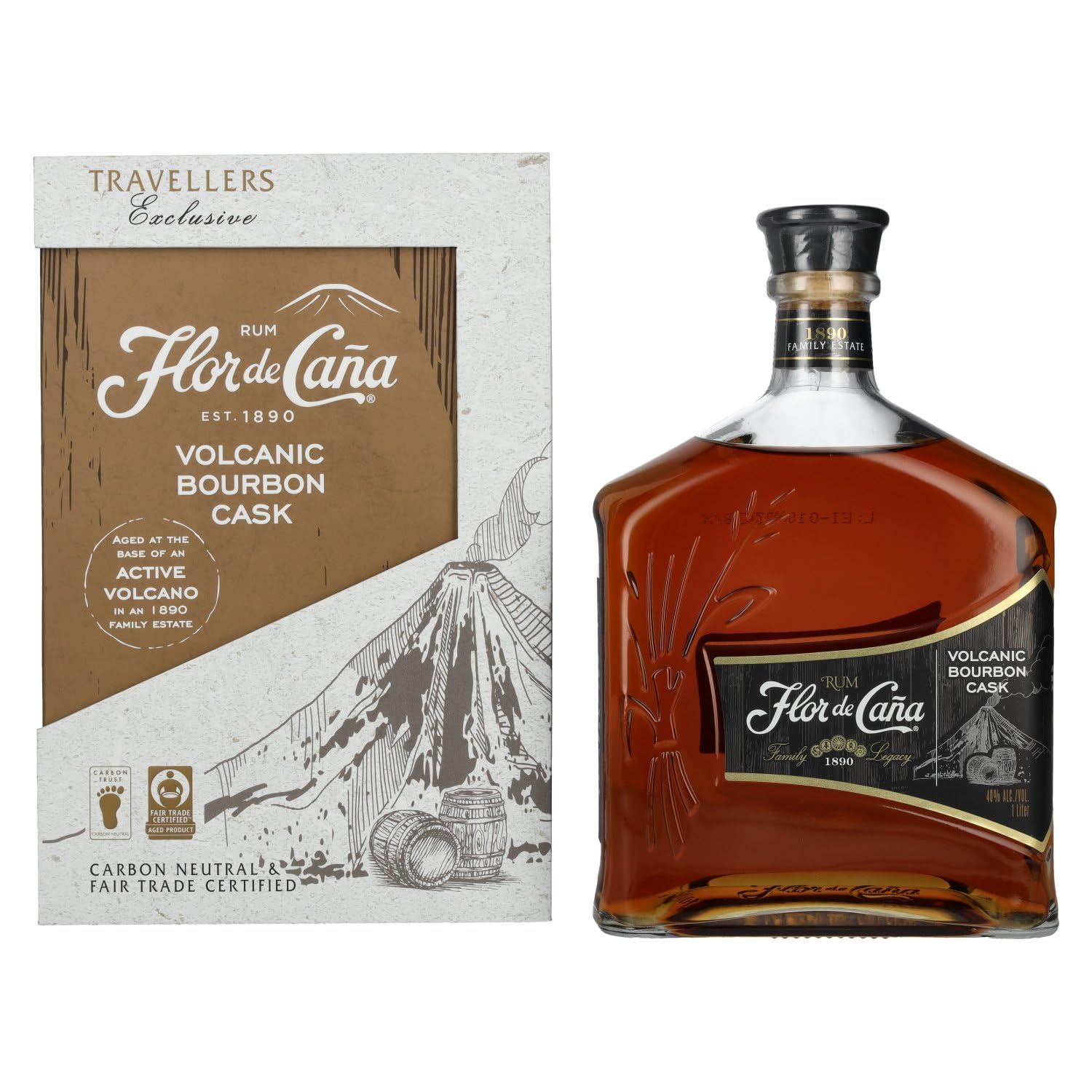 FLOR DE CANA RUM Volcanic Bourbon Cask - Nicaragua - 1000ml - BOX