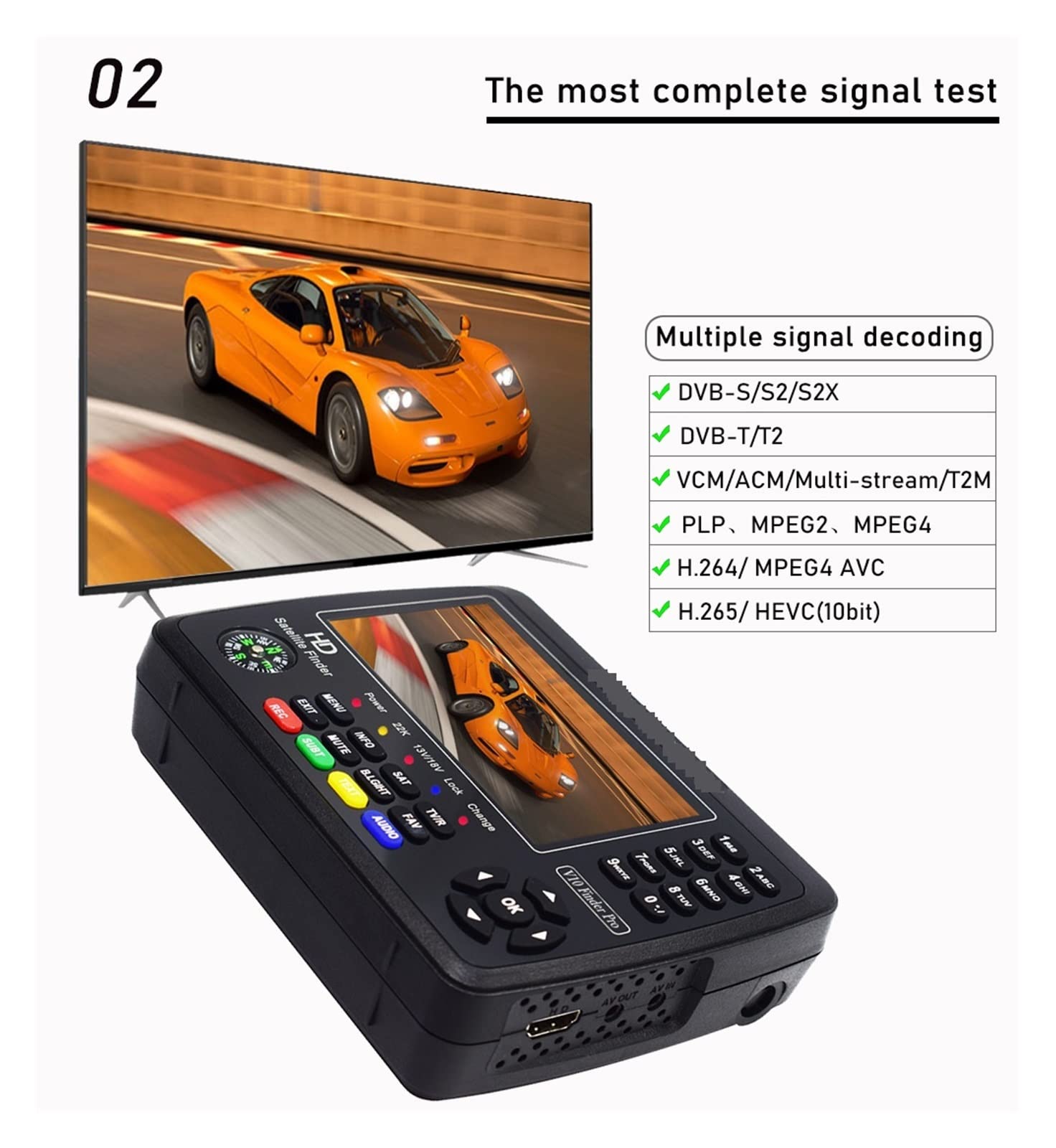 V10 Finder Pro Digital Satellite 4.3 Pouces LCD Signal Compteur Satfinde, Traqueur de Samedi
