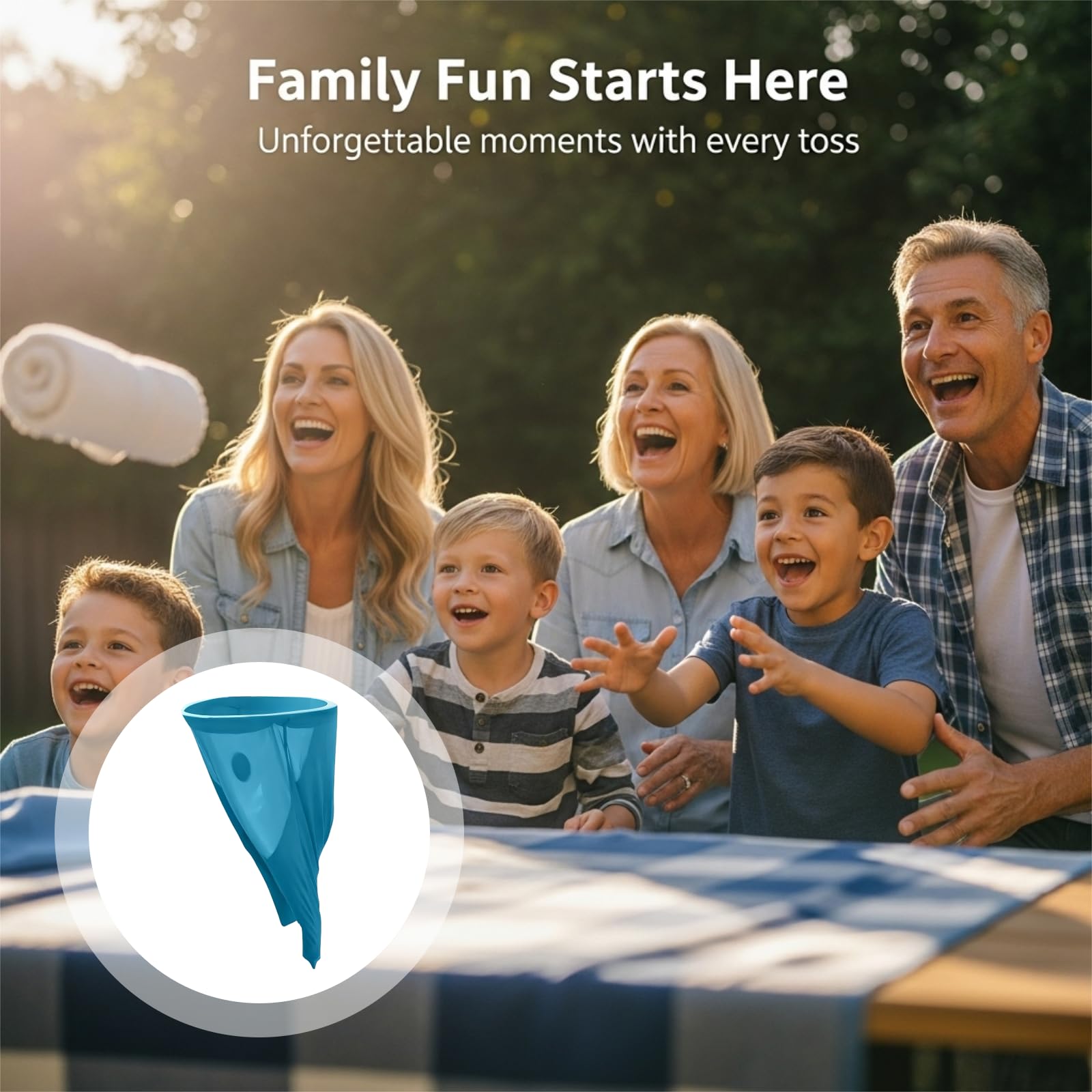 Granny Pants Wurfspiel, riesiges Wurfspiel mit 4 Hüpfbällen und Luftpumpe, Outdoor-Spiel für Familienfeiern, Gartenpartys und Teamaktionen, für Kinder und Erwachsene, zum Spaß, blau