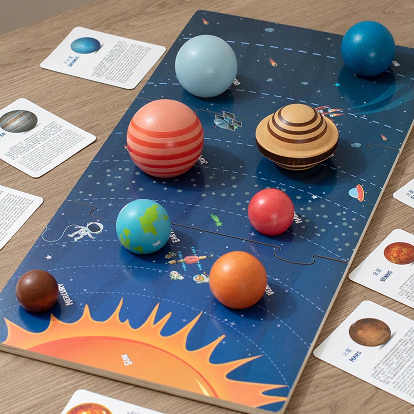 Puzzle Solare In Legno Giocattolo Educativo sui Pianeti per Bambini | Puzzle Scientifico Stem Pianeti per bambini e bambine, casa, scrivania, pavimento, , asilo, viaggio