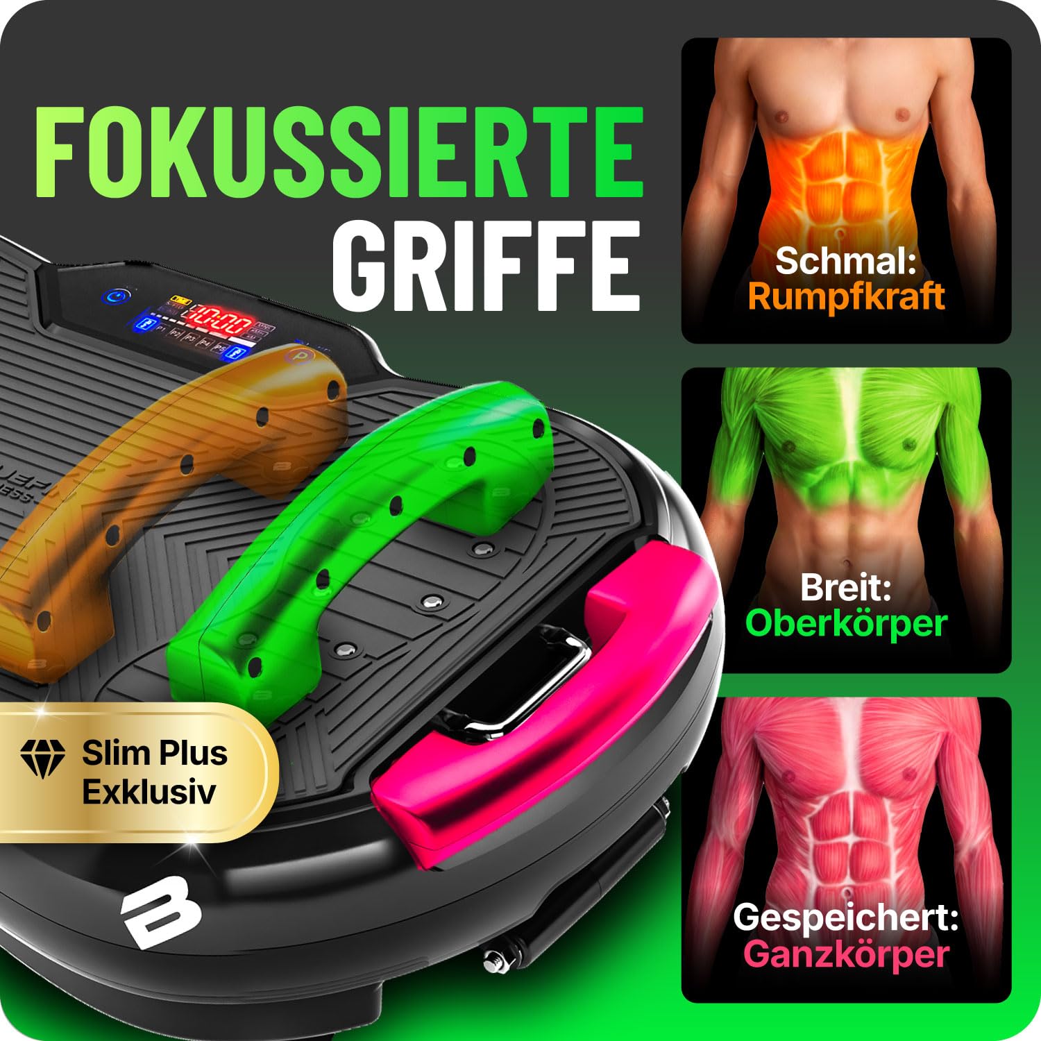 Bluefin Fitness Ultra Slim Power Vibrationsplatte, 5 Programme + 180 Stufen, Ganzkörpertraining, Geräuscharmes Heimfitnessgerät, Einfach zu verstauen, Kompaktes Design