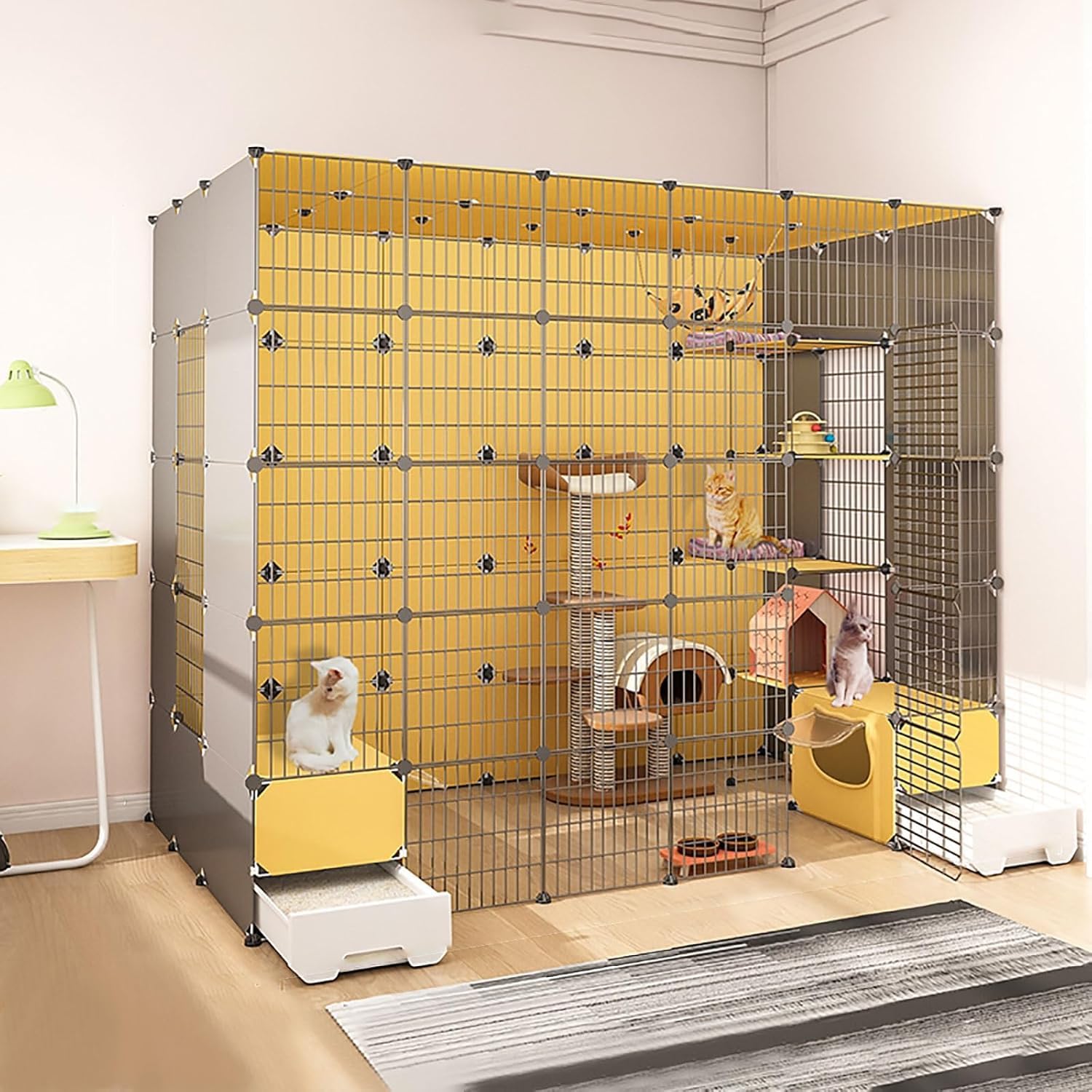 Gabbia for Gatti in Metallo: Fai da Te, Staccabile e spaziosa(219x141x183cm)