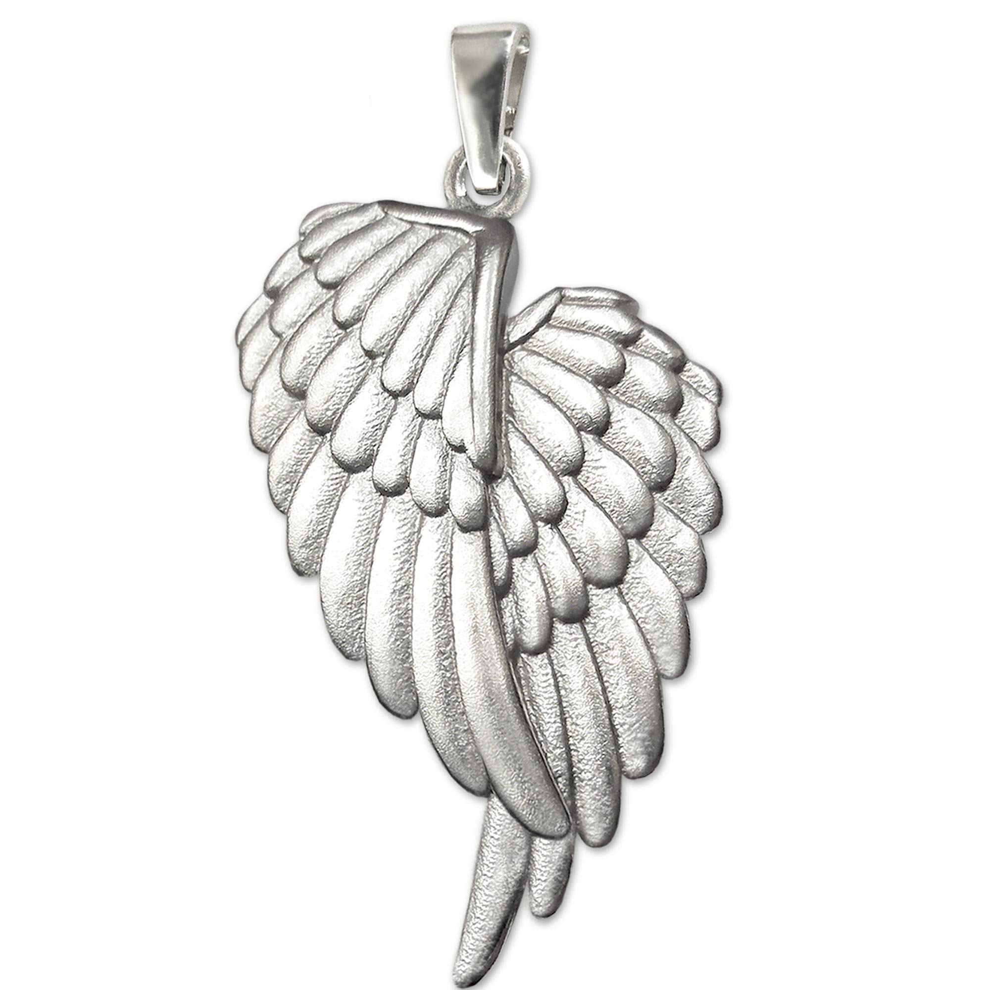 CLEVER SCHMUCK Flügel Halskette Partnerkette Engelsflügel Anhänger 30 mm Ketten Panzer je 50 cm Sterling Silber 925 Partnerschmuck im Etui anthrazit