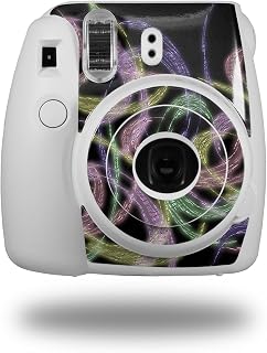 Skin Decal Wrap Compatible with Fujifilm Mini 8 Camera Neon Swoosh on Black (Camera NOT Included)
