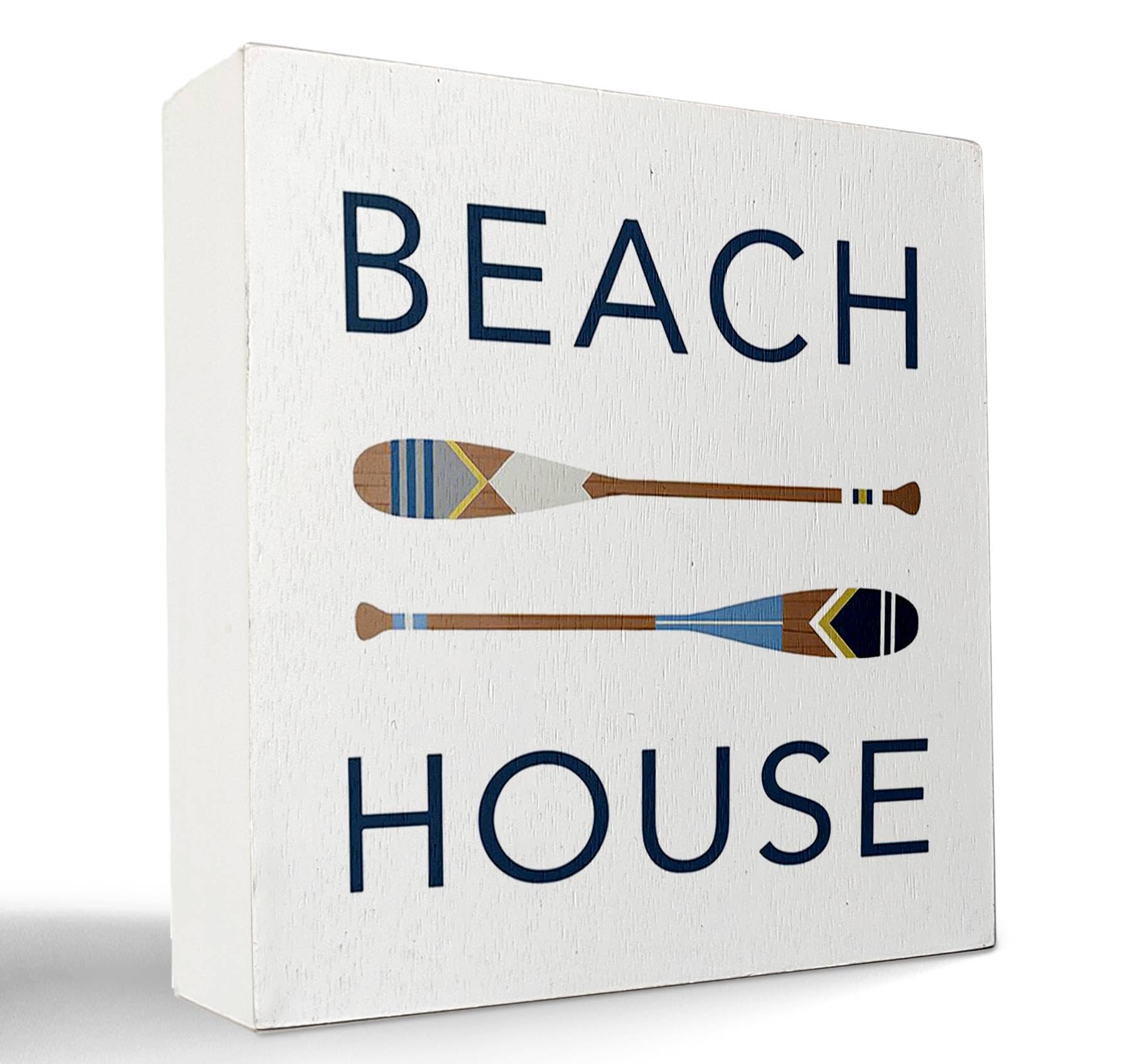 kunlisa Summer Desk Decor,Retro Paddle Beach House Wooden Box Sign Desk Decor,Rustic Summer Beach Wood Block Plaque Box Sign for Coastal Beach House Shelf Table Decoration