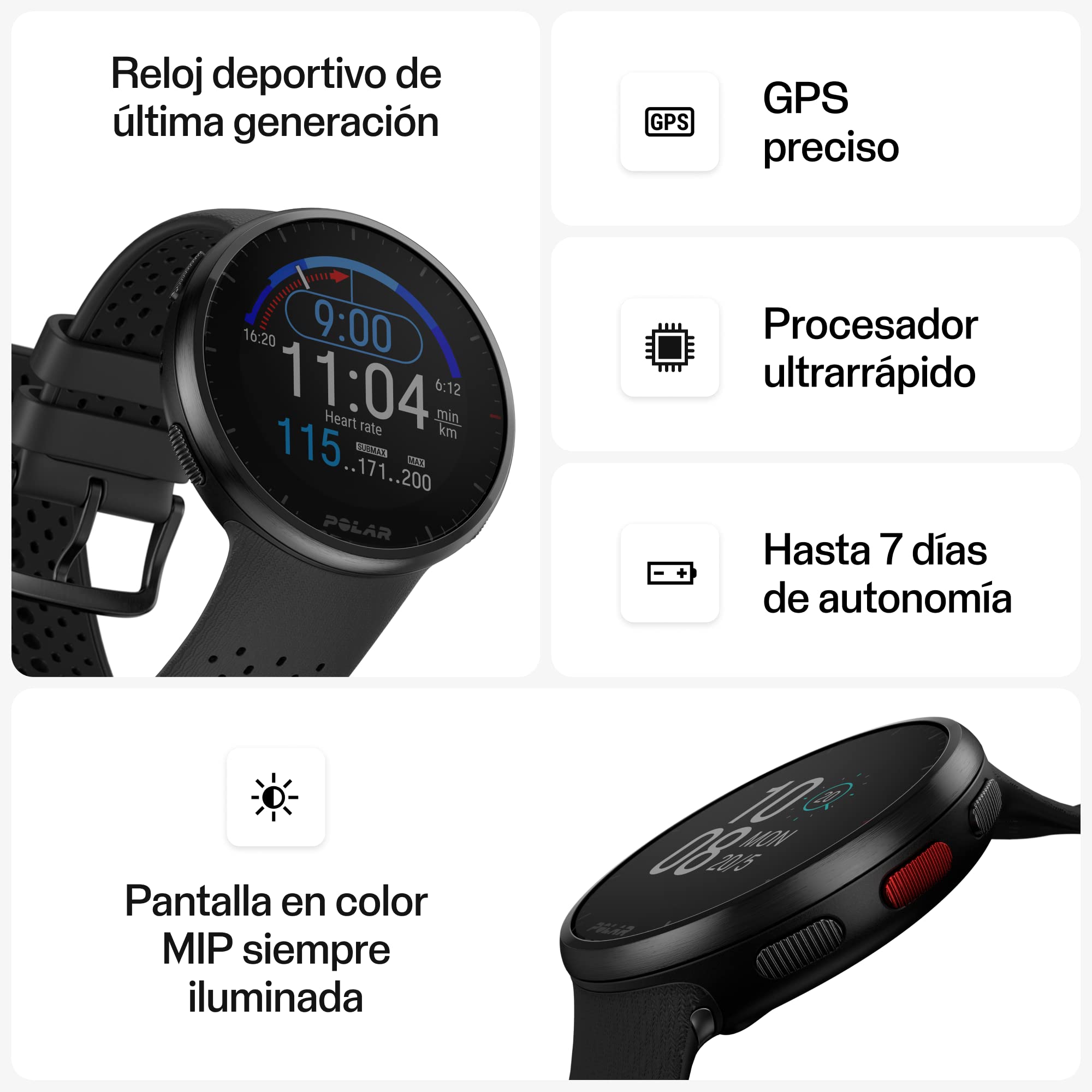 Polar Pacer Pro Reloj Deportivo con GPS Avanzado, Monitor de Frecuencia Cardíaca, Smart Watch para Hombre y Mujer