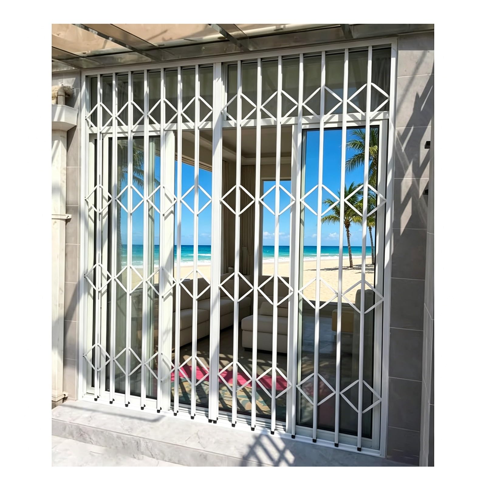 Window Guards for Home Security, Foldable Aluminum Window Grill with Lock Anti-Theft Burglar Bar for Home, Balcony, and Commercial Spaces(W80xH100cm/32x40in)
