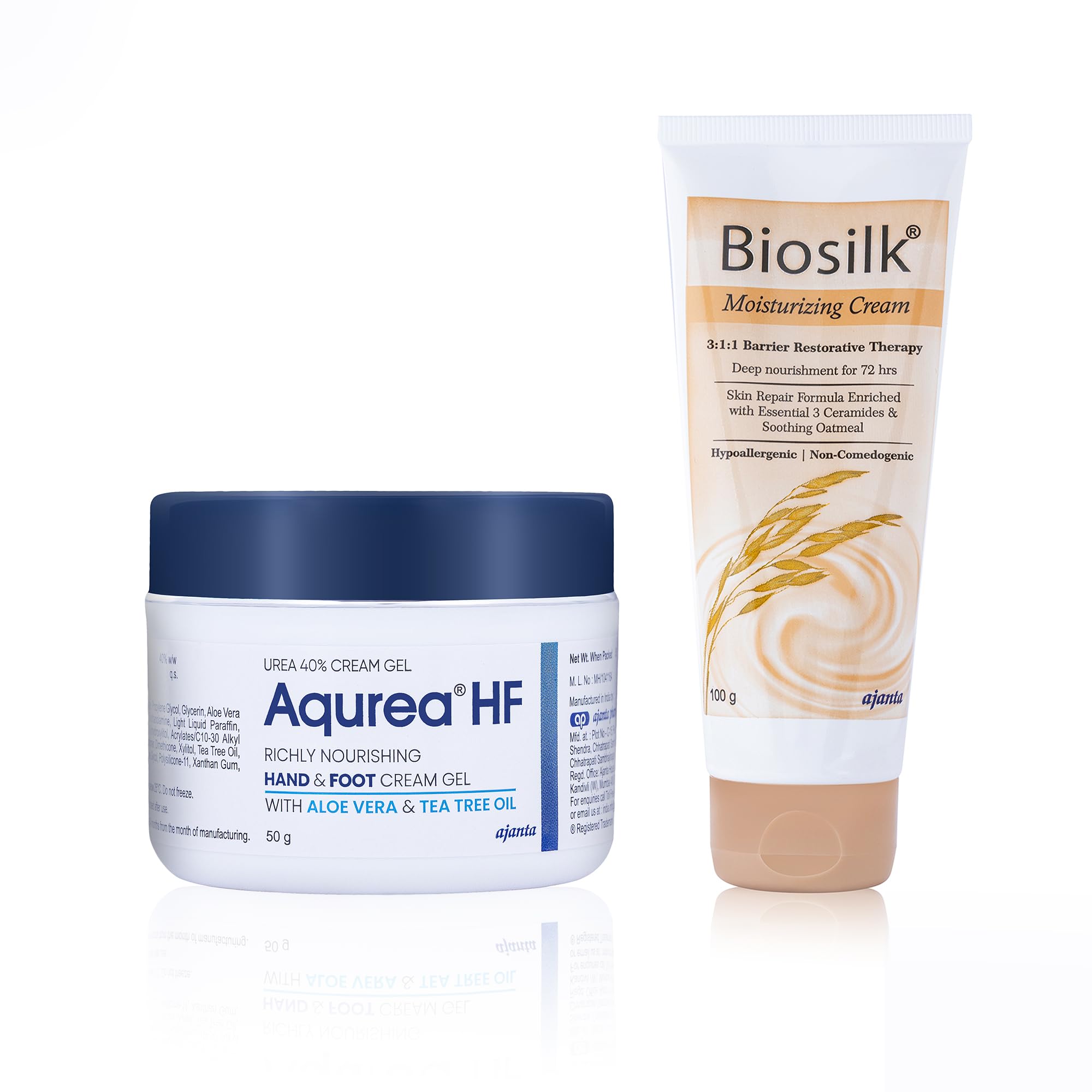 Aqurea HF Urea 40% Hand & Foot Cream Gel 50g + Biosilk Moisturizing Cream 100g Rough Skin Exfoliation & Intense Barrier Repair Combo Kit | Calms Itching Colloidal Oatmeal & Ceramides Skin Relief-image-23