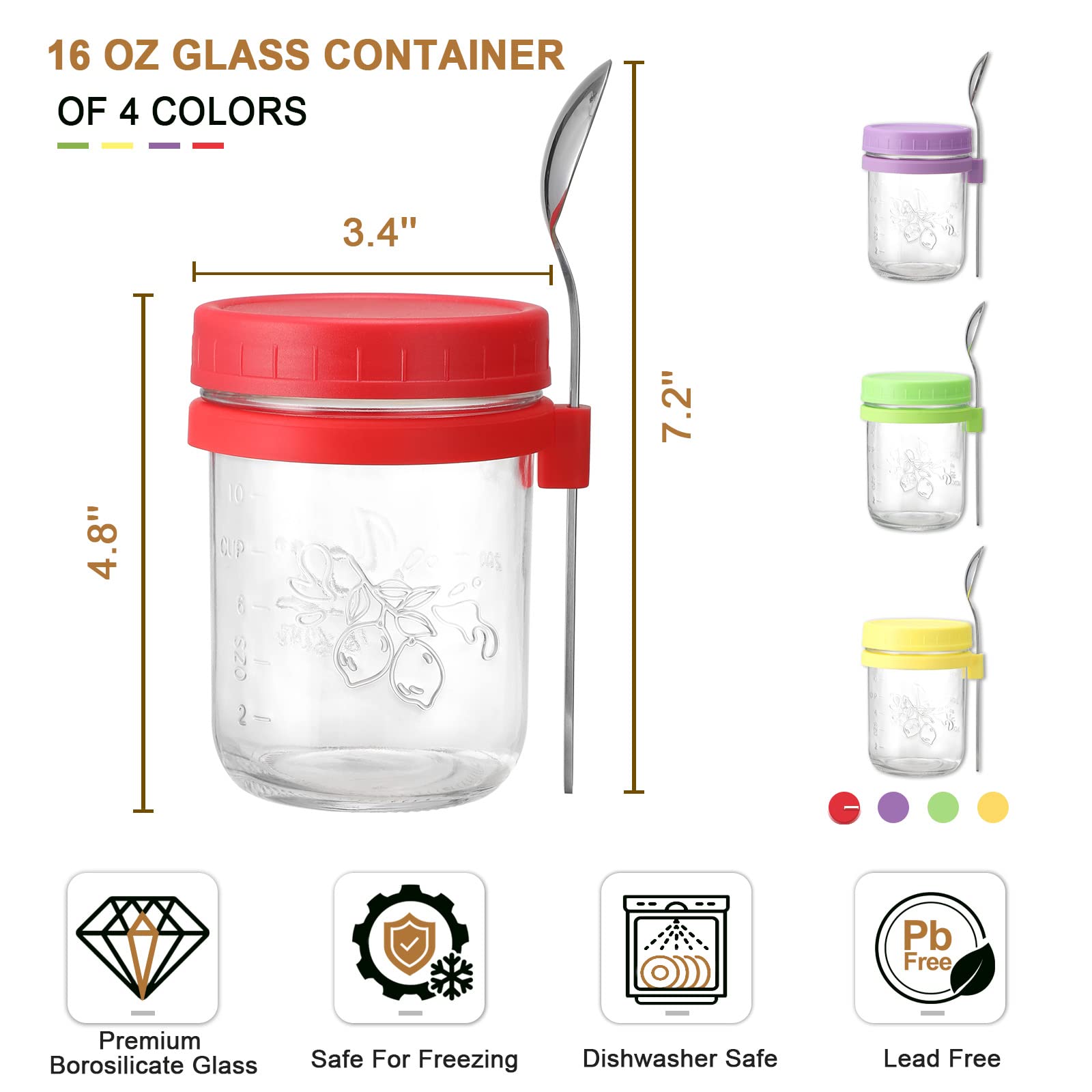 Aphmeir Barattolo Per Overnight Oatmeal In Acciaio Inox 304, 567 Ml, Con Coperchio Ermetico E Cucchiaio, Blu