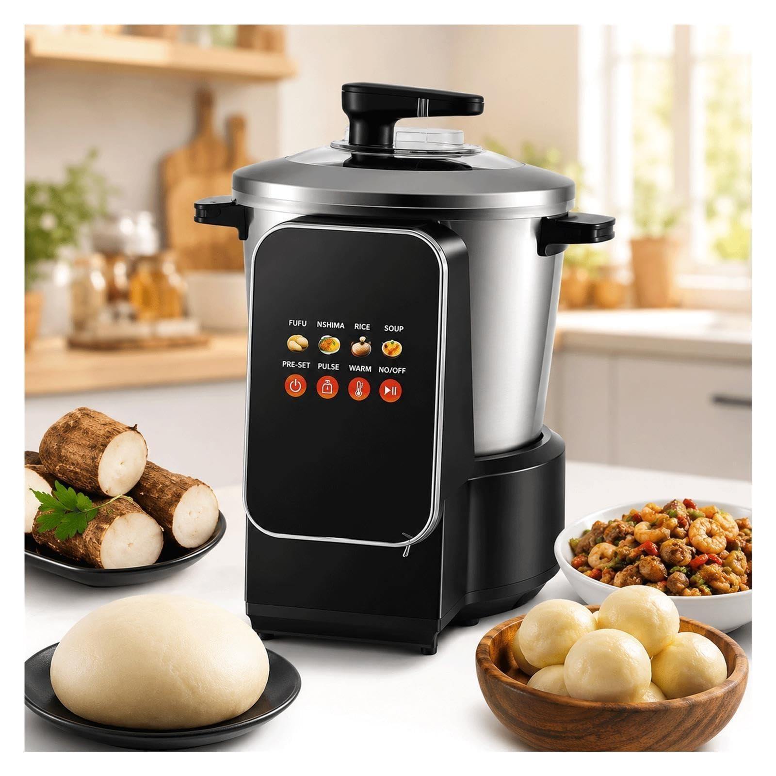 Broyeur d'igname de 900 watts, robot culinaire en acier inoxydable