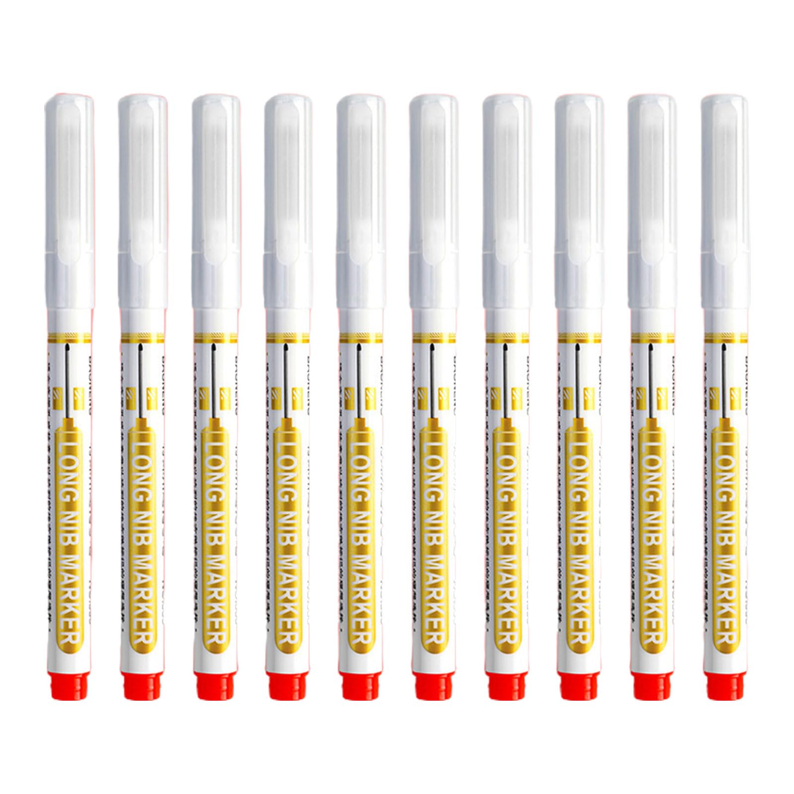 Head Hole Marker Reach Permanent for Woodworking & Marking 10Pack Long Nose Pens with Hole Designs Marker