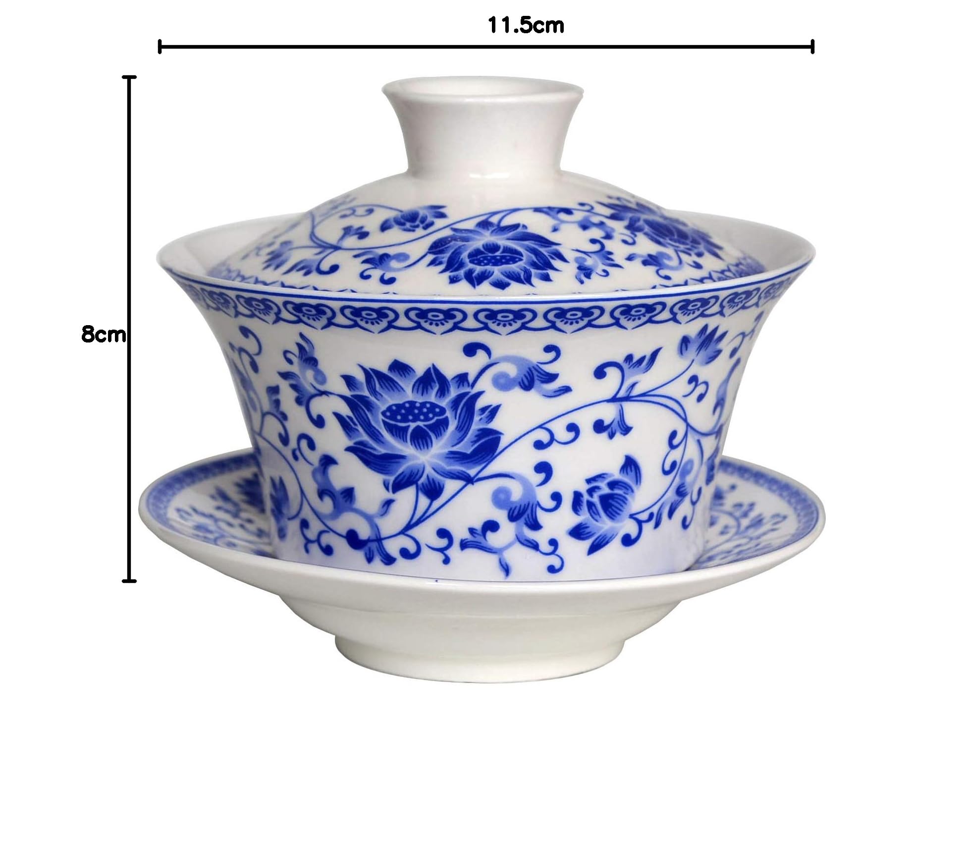 Gaiwan 150 ml niebiesko-biała porcelanowa filiżanka do herbaty Sancai zestaw spodków do herbaty lotos (200 ml lotosu)