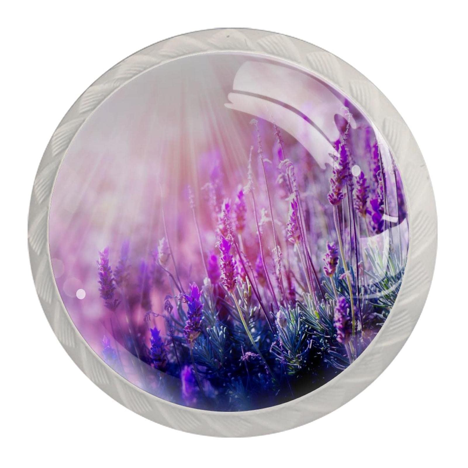 JDEZ Schubladenknöpfe Mit Orchideen-Design – 4 Stück, Aus Glas & ABS, Einfach Zu Montieren