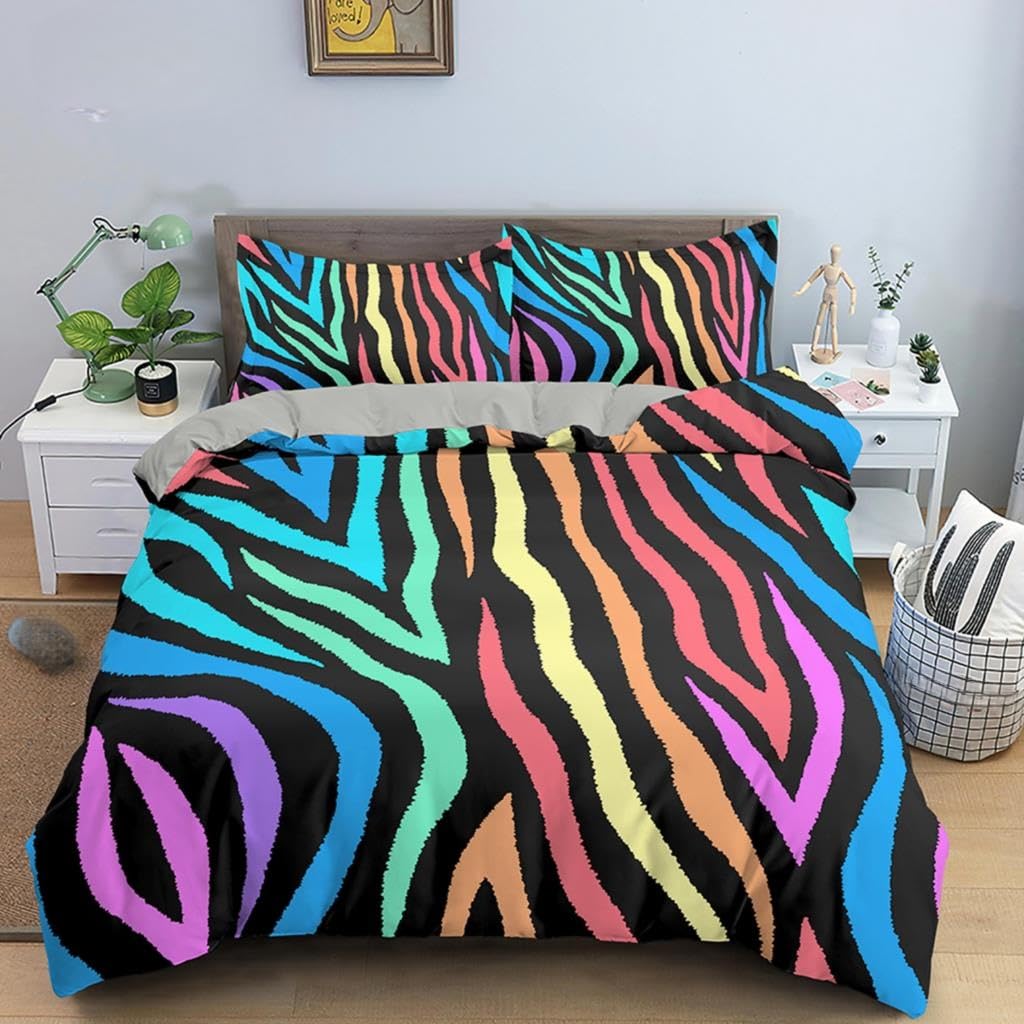 Housse de couette imprimée zèbre colorée parure de lit 240x220 AR