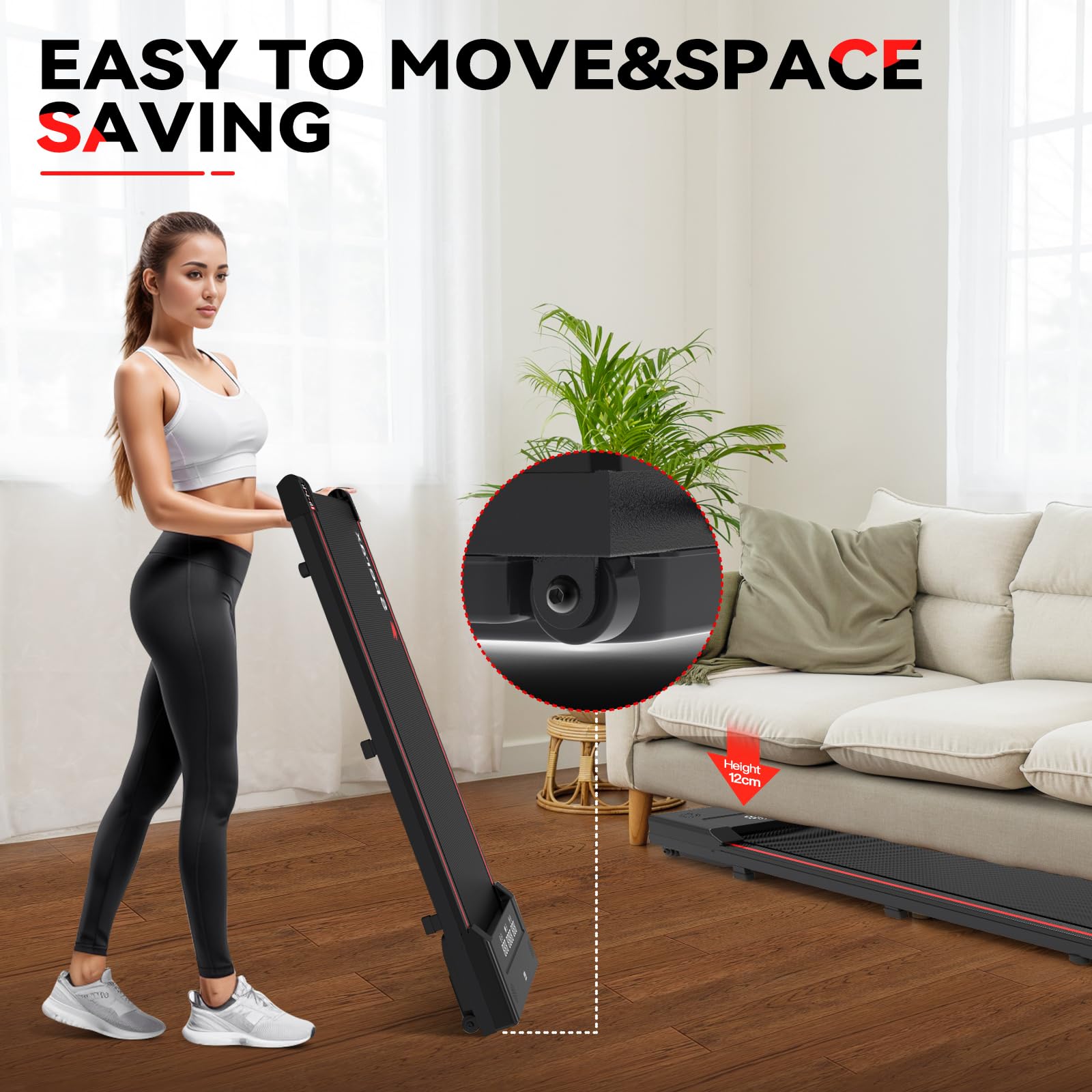 Sperax Tapis Roulant Salvaspazio,Schermo LED Ad Alta definizione,Carico Massimo Di 140 KG,Tapis Roulant Elettrico
