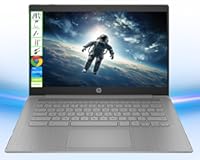 HP 14" HD 2025 Upgraded Chromebook Laptop Computer | Intel 4-Core CPU | 4GB RAM | 64GB eMMC + 64GB Card + 128GB Portable SSD | USB-C | Bluetooth | Ultra Light | Long-Battery Life| Chrome OS| LE Bundle