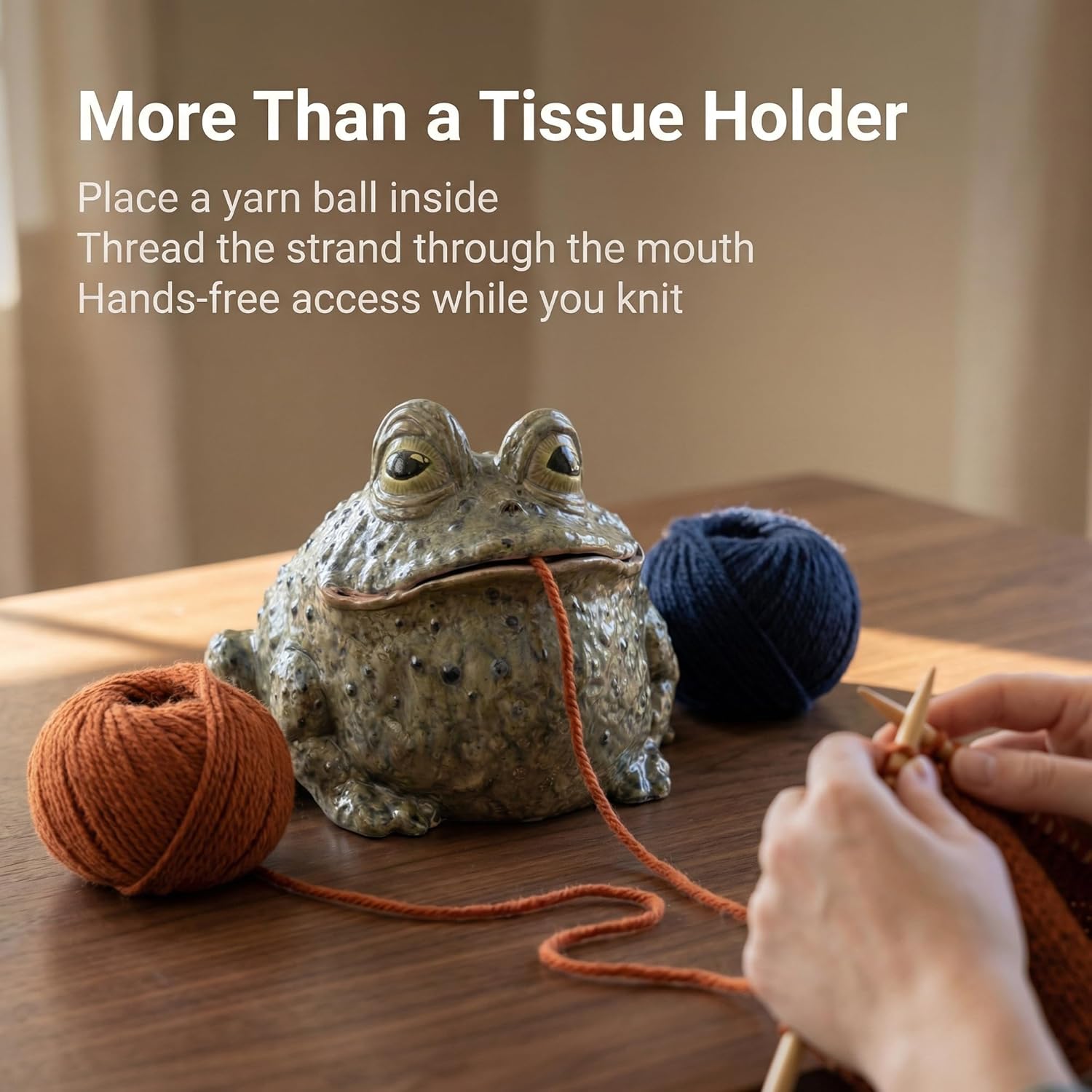Funny Toad Tissue Holder, Frog Toilet Paper Holder Tissue Box Cover for Bathroom Kitchen Living Room, Resin Animal Tissue Dispenser Yarn Bowl Home Decor Gift (2PCS)