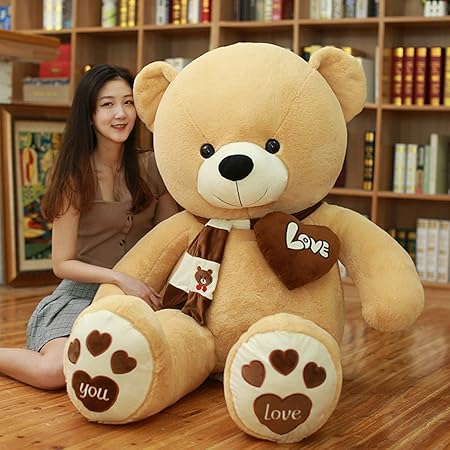 Amazon Co Jp Aixini ぬいぐるみ 特大 くまさん クマ テディベア 可愛い熊 動物 大きい 巨大 ビック くまのぬいぐるみ 熊 縫い包み クマ抱き枕 祝いお誕生日プレゼント 1cm ライトブラウンのスカーフ おもちゃ