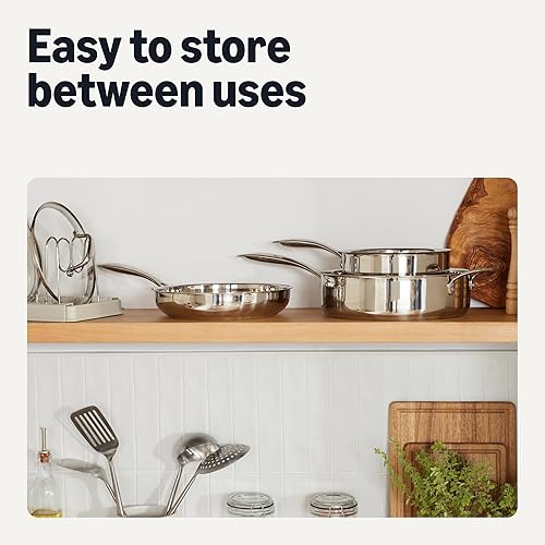 Miniatura 6 de Tienda Basics Juego de utensilios de cocina de acero inoxidable, juego de 5 piezas, apto para todas las placas de cocina, aptos para lavavajillas