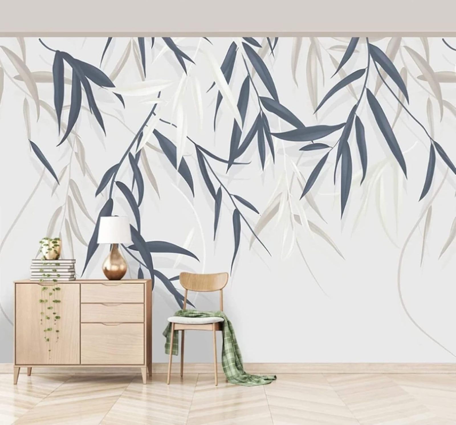 XLMING Retro Hand Drawn Minimalist Plants Leaves 3D Wallpaper Luxury Home Dining Decor Paste Sofa Living Room The Wall for Bedroom Mural-400cm×280cm