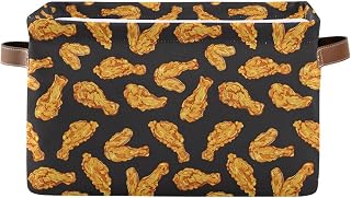 ALAZA Crispy Fried Chicken Large Storage Basket for Organizing Foldable Storage Bin for Shelves Home with Handles 1 Pack