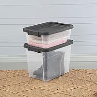 Vista 9 de Sterilite Paquete de 6 cajas apilables modulares, contenedores de almacenamiento de plástico transparente duraderos con tapas de cierre, 16 cuartos