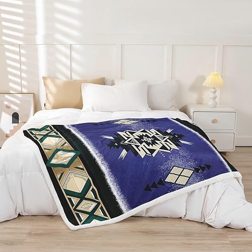 Miniatura 9 de Manfei Manta azteca nativa americana para decoración de habitación de niños y niñas, manta retro tribal geométrica bohemia para sofá, manta de forro
