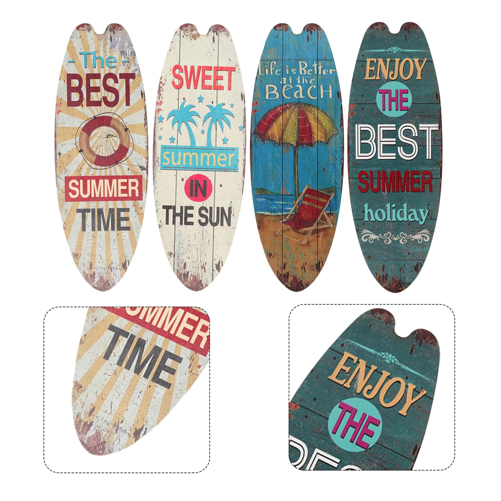Surfbrett Holzschild Dekorschild 4 Stück, Marine Stil, Leicht