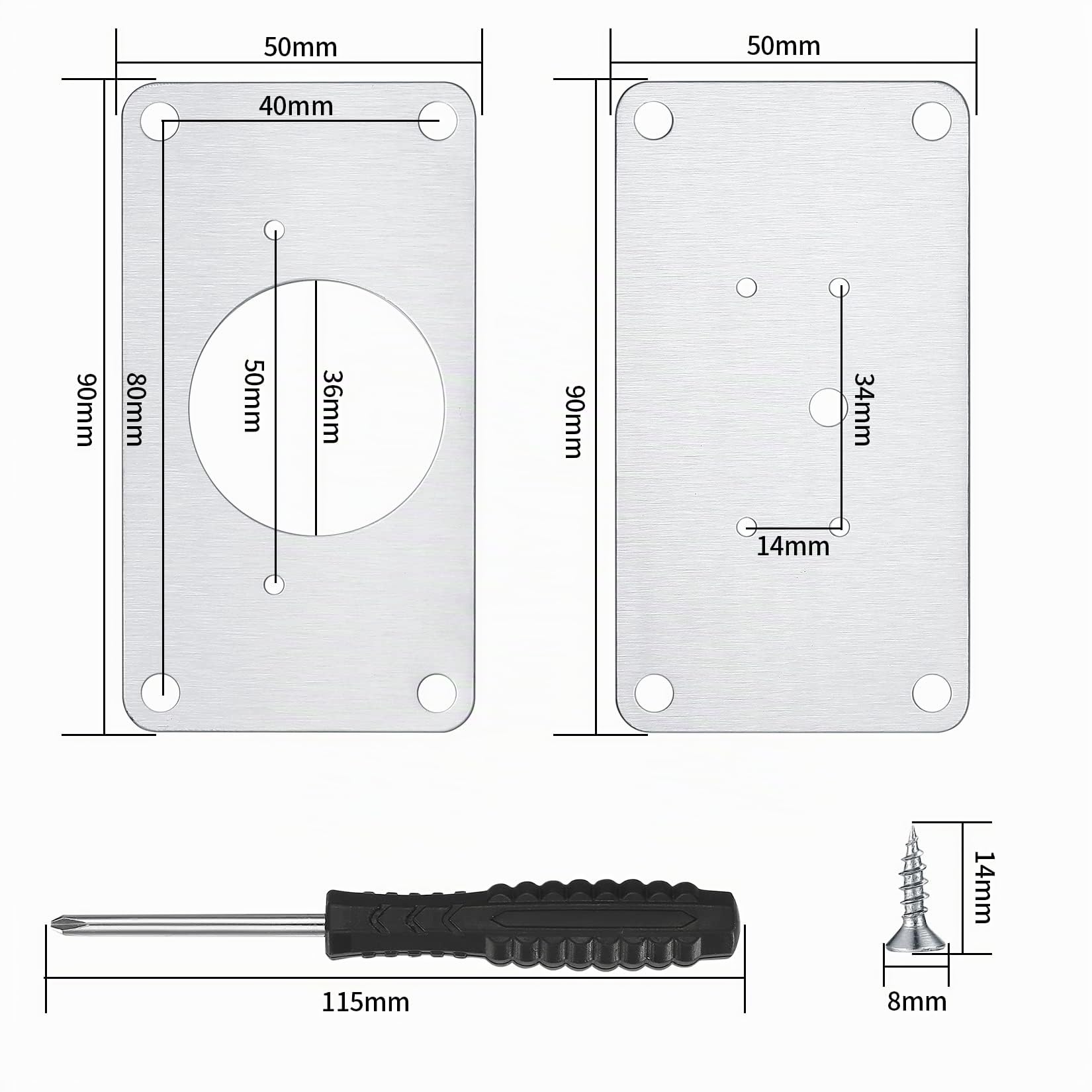 9 Pezzi Piastra di Riparazione per Cerniere, Kit di Riparazione della Cerniere Piastra di Fissaggio, per Mobili in Legno, Cucina, Cassett, Porte di Armadio, Ante