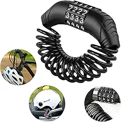 Cadeado de Capacete com Senha 4 Dígitos – Cabo Espiral Antifurto 1,5 M – Trava Leve e Portátil para Moto, Bike e Patinete – Segurança e Praticidade no Dia a Dia