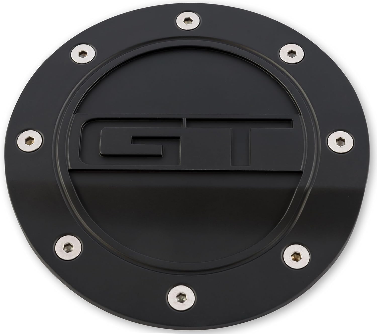 Drake Muscle Cars Comp Series Fuel Door with"GT" Lettering in Satin Black Finish, Compatible with Ford Mustang GT 2015-2021, Model FR3Z-6640526-GA