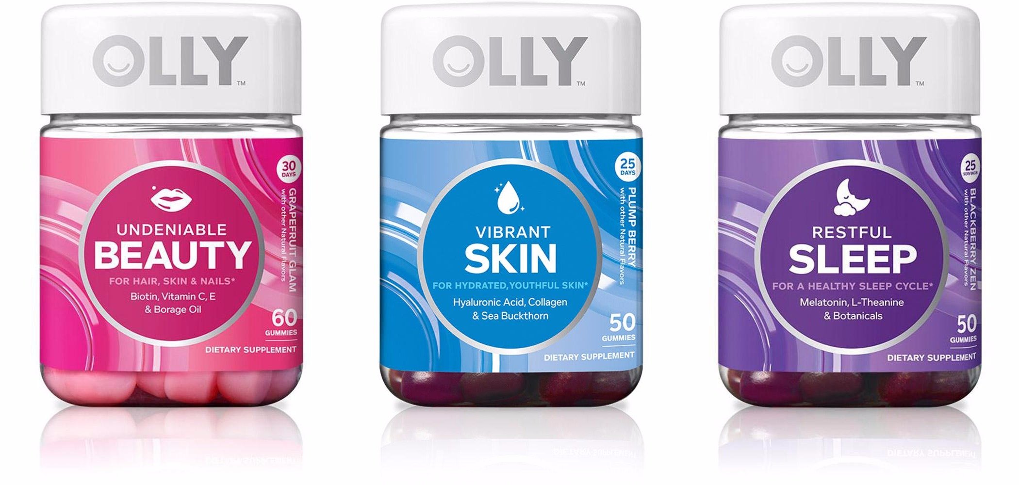 OLLYNutrition Vitamin Gummy Three Pack! Get Sleep And Stay Beautiful! Vibrant Skin! Undeniable Beauty! Restful Sleep! Gift Set!
