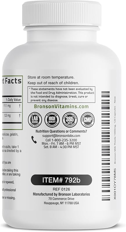 Bronson Milk Thistle Silymarin Marianum & Dandelion Extract, 120 Capsules image 7