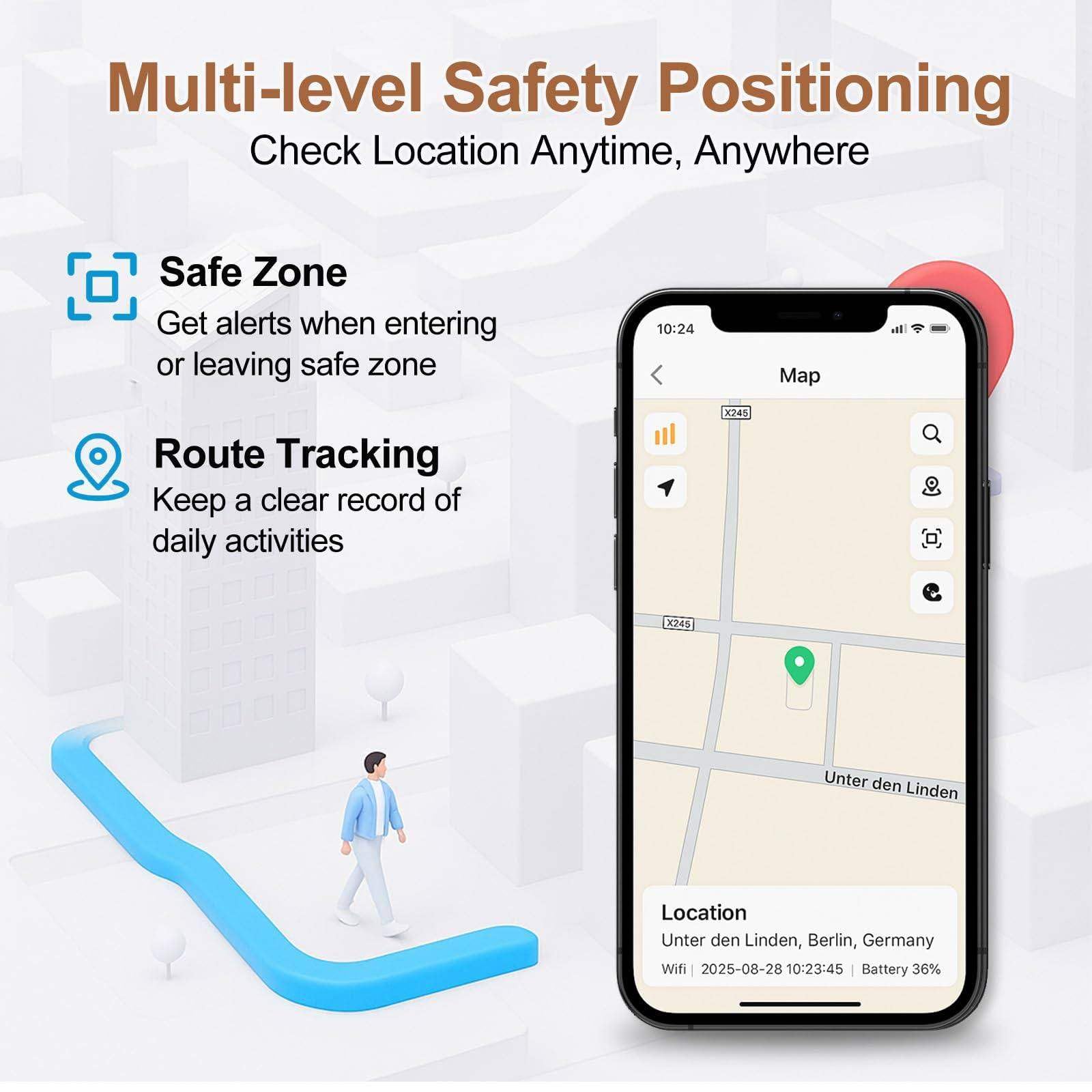 Orologio Con Rilevamento Cadute per Anziani,Orologio Intelligente 4G per Anziani, Avviso Di Emergenza SOS,Localizzatore GPS,Chiamata Bidirezionale,Supporto Sim,Per La Sicurezza Degli Anziani Black